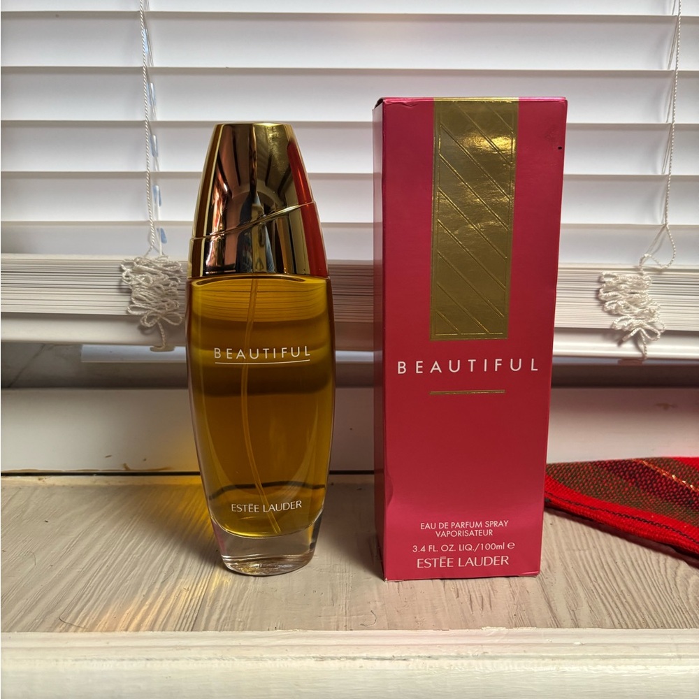 Estee Lauder Beautiful Eau de Parfum - 3.4 oz Gold Bottle with Pink Box